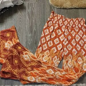 Miss me sz m smocked flare orange bohemian print p